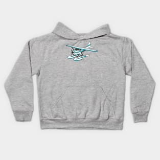 White blue seaplane illustration Kids Hoodie